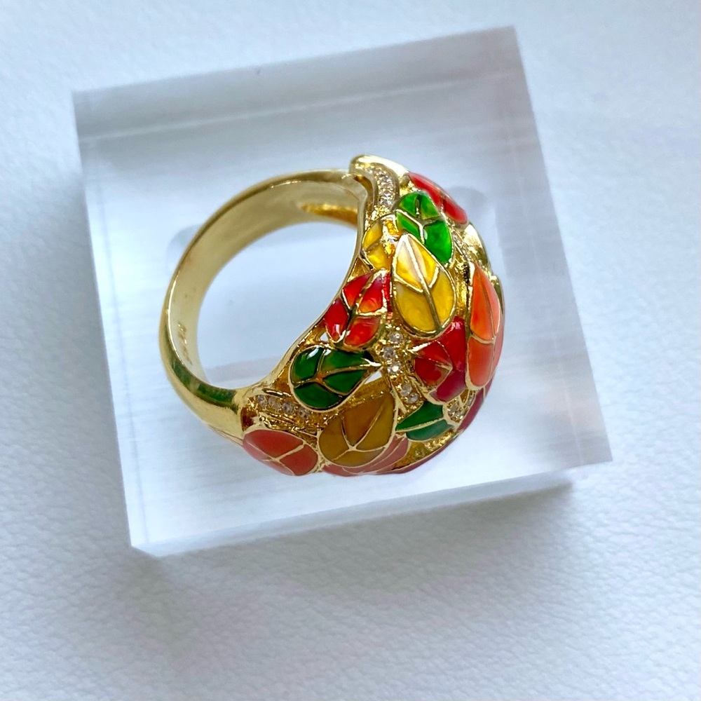 Colorful Leaf Design Ring - Picture 3 of 4